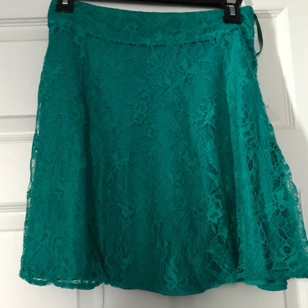 Franchesca's Collection Teal Lace A-Line Skirt